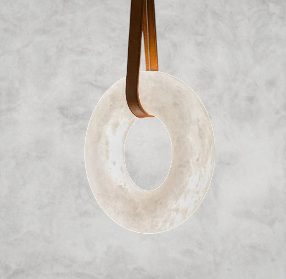 Ogden Pendant Alabaster Chandelier, Halo Ring Modern Chandelier 11.8", 19.7", 23.6", 31.5", 39.4", 50"